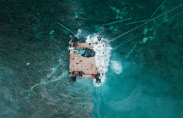 It has been three months since the geo-technical surveyor platform crashed into Vilimale' house reef causing massive damage to the corals; however, any action regarding the matter has yet to be taken-- Photo: Fayaz Moosa | Mihaaru