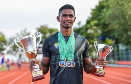Professional Maldivian sprinter Hassan Saaid; he continues his winning streak in the most recently held Indian Grand Prix 4-- Photo: Fayaz Moosa/Mihaaru