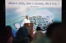 President Ibrahim Mohamed Solih at the closing ceremony of M. Dhiggaru shore protection project-- Photo: President's Office