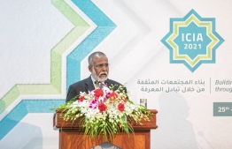 [File] IUM Vice-Chancellor Dr. Ibrahim Zakariyya Moosa speaking at the International Research Conference held last year