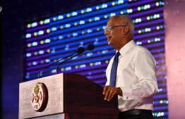 President Ibrahim Mohamed Solih speaking at the opening ceremony of "Viyavathi" conference held at Laamu atoll Gan -- Photo: President's Office