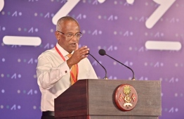 President Ibrahim Mohamed Solih speaking at the closing ceremony of the Viyavathi Conference -- Photo: President's Office