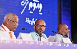 Former President Ibrahim Mohamed Solih and former Finance Minister Ameer speaking at a previous forum.-- Photo: Mihaaru