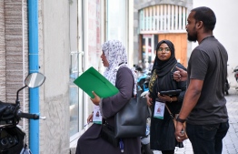 Enumerators working to collect data during the census held from September to November 2022-- Photo: Nishan Ali | Mihaaru
