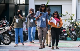(FILE) Census enumerators working on September 14, 2022: Maldives Beaureu of Statistics have requested Maldivians living abroad to fill in the form available on their website before November 30, 2022 -- Photo: Fayaz Moosa / Mihaaru