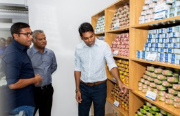 Officials who attended the opening ceremony of MIFCO outlet in Hulhumale' phase 2 -- Photo: Nishan Ali