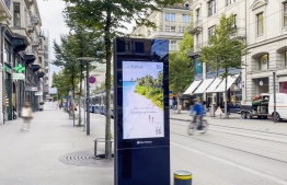 Digital advertisement of the Maldives placed at a city in Switzerland-- Photo: Visit Maldives