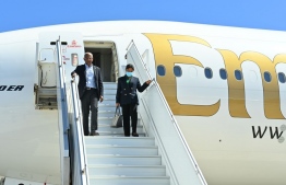 Maldives President Ibrahim Mohamed Solih and the First Lady arrives after concluding official visit to UK-- Photo: President's Office