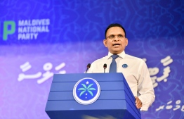 MNP Vice President MP Mohamed Nazim speaking at the party's National Convention 2022. PHOTO: MIHAARU