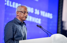 President Ibrahim Mohamed Solih speaking at the ceremony held to mark the 36th anniversary of Maldives Ports Limited (MPL) -- Photo: Nishan Ali