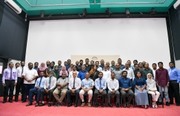 Members of Maldives Media Council and local media representatives during Saturday's code of ethics endorsement ceremony-- Photo: Mihaaru