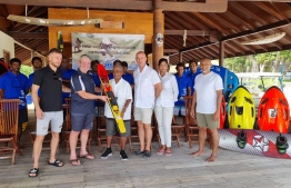 Senior members of MSTS, BWSW and Crown and Champa Resorts; the new Tow Sports Instructor course was launched at Kuredu Island Resort-- Photo: MSTS