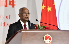 President Ibrahim Mohamed Solih speaks at the ceremony held to celebrate 50 years of diplomatic relations between Maldives and China on October 22, 2022 -- Photo: Nishan Ali/ Mihaaru