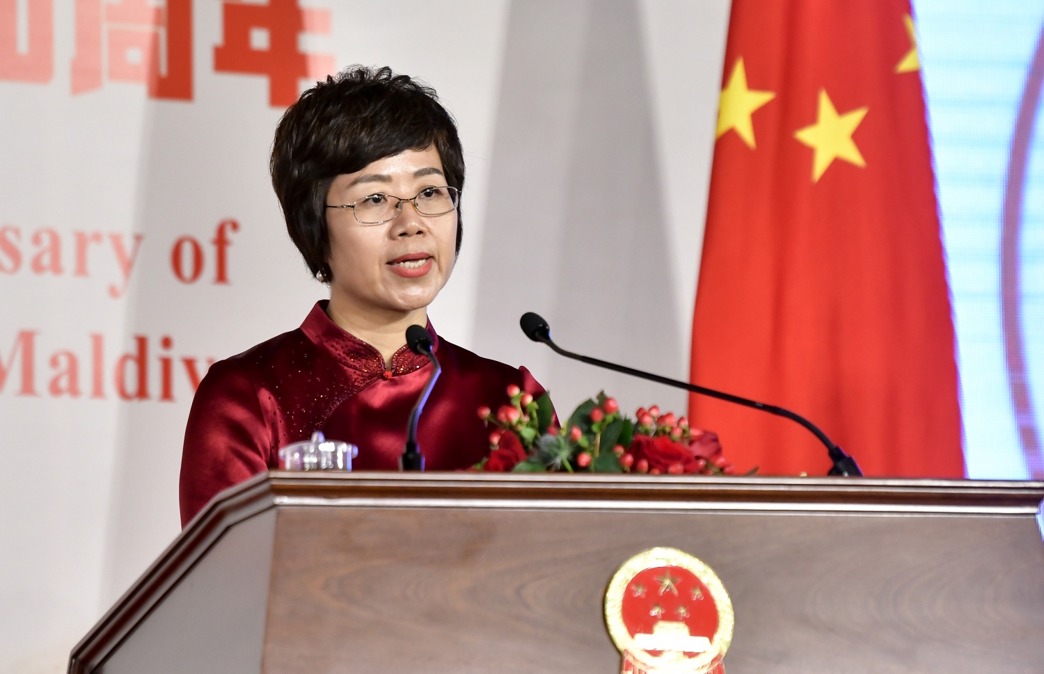 ސަފީރު ވާހަކަ ދައްކަވަނީ - ފޮޓޯ: ނިޝާން އަލީ/ މިހާރު