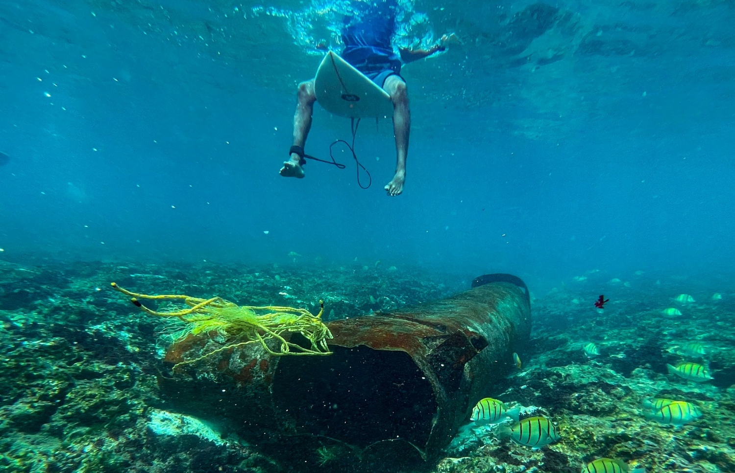 ބްރިޖު ހެދިއިރު ފަރަށް ވައްޓާލާފައި އޮތް ދަގަނޑު ބުރިއެއް.