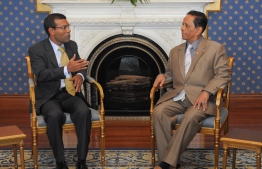 Nasheed met with former Mauritius Prime Minister Navinchandra Ramgoolam in 2011, during his tenure as Maldives President-- Photo: President's Office