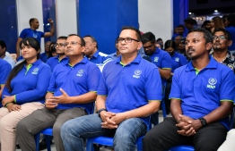 From Left: Vice President Mirfath Ismail Shafeeq, Vice President and Thimarafushi MP Abdulla Riyaz, President Dhangethi MP Mohamed Nazim and Vice President and Villimalé MP Ahmed Usham / MIHAARU PHOTO