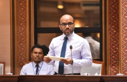 Minister of Finance Ibrahim Ameer speaking at the Parliament -- Photo: Parliament