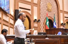 Minister of Finance Ibrahim Ameer proposing state budget for 2023-- Photo: People's Majilis
