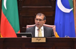 (FILE) Speaker Nasheed addressing the parliament on October 31, 2022: Nasheed has been under a lot of criticism since he had left to represent Sri Lanka in the COP27 Summit-- Photo: Parliament