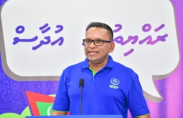 Maldives National Party (MNP) President and former military man Mohamed Nazim (Colonel Nazim) at the party's event commemorating Victory Day-- Photo: Nishan Ali | Mihaaru