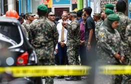Maldives President Ibrahim Mohamed Solih at the site where the fire erupted during Thursday early morning; he affirms work will follow soon on shifting workshops and garages outside of residential areas-- Photo: Fayaz Moosa | Mihaaru