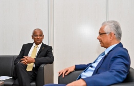 Maldives President Ibrahim Mohamed Solih meeting with Prime Minister Pravind Jugnauth--