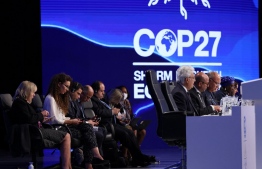 Egypt's Foreign Minister Sameh Shukri, heads the closing session of the COP27 climate conference, at the Sharm el-Sheikh International Convention Centre in Egypt's Red Sea resort city of the same name, on November 20, 2022. (Photo: Joseph Eid / AFP)
