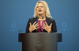 Germany's Interior Minister Nancy Faeser attends a press conference during the G7 Interior and Security Ministers Meeting in Eltville am Rhein, western Germany on November 18, 2022. -- Photo:  Andre Pain / AFP