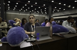 Panama's delegate Shirley Binder attends the Convention on International Trade in Endangered Species (CITES) during a vote on shark protection at the Panama City Convention Center on November 17, 2022. -- Photo: Luis Acosta / AFP