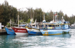 Foreign vessels previously seized while illegally fishing in Maldivian waters docked in Hulhumale' -- Photo: MNDF