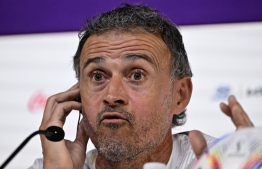 Spain's coach Luis Enrique attends a press conference at the Qatar National Convention Center (QNCC) in Doha on December 5, 2022, on the eve of the Qatar 2022 World Cup Round of 16 football match between Morocco and Spain. -- Photo: Javier Soriano / AFP