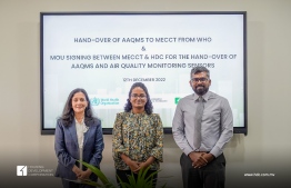 Ministry of Environment, Climate Change and Technology signs MoU with HDC to hand-over the AAQMS and Air Quality Monitoring Sensors-- Photo: HDC
