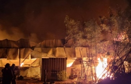 Fire incident in the accommodation block used by Afcons staff -- Photo: MNDF