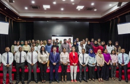 The participants of the Judiciary for Juniors, with the high-ranking members of the Maldivian judiciary, at the opening ceremony of the program, on 17th December, 2022. PHOTO: UNDP MALDIVES
