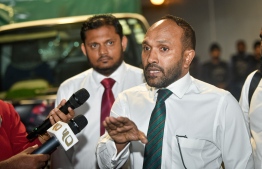 Dr. Jameel at a press conference held by President Yameen's lawyers -- Photo: Nishan Ali