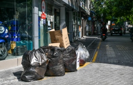 Garbage placed on the streets of Male' City -- Photo: Mihaaru