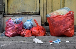 [File] Garbage left out on the street of Malé