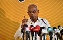 President Ibrahim Mohamed Solih speaking at the "Ibu 2023" MDP primary campaign -- Photo: Nishan Ali