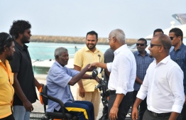 President Solih visiting islands and greeting people as part of his campaign --