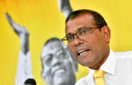 MDP's President and Speaker of the Parliament Mohamed Nasheed speaking at a press conference PHOTO: NISHAN ALI / MIHAARU