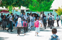 Students of Fiyoari School; a building in the school burned down on Sunday late afternoon rendering it unusable while the school management decided to split classroom sessions in to two to accommodate students-- Photo: Fiyoari School