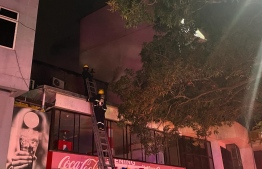 Evening Café on Orchid Magu, Malé, caught on fire on 11th December 2023. PHOTO: NISHAN ALI / MIHAARU