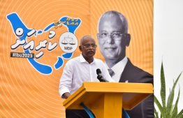 President Ibarhim Mohamed Solih speaking at the function held in Feydhoo, Addu City