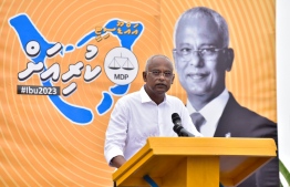 President Ibrahim Mohamed Solih speaking at his campaign trail in Addu City