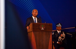 President Ibrahim Mohamed Solih speaking at the ceremony held at the Police Academy in Addu City -- Photo: President's Office
