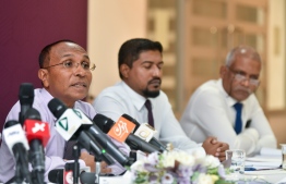 Vice President of the Elections Commission Ismail Habeeb speaks at a press conference -- Photo: Fayaz Moosa