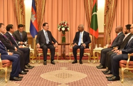 Cambodian Prime Minister meeting with President Ibrahim Mohamed Solih today -- Photo: President's Office