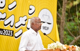 President Ibrahim Mohamed Solih speaking at the Ihavandhoo --  Photo: MDP