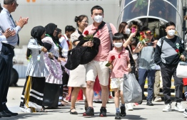 Tourists arriving in Maldives